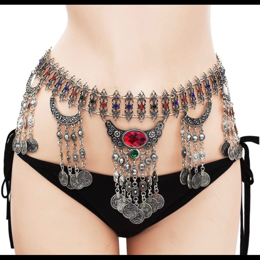 New Rave Festival Belly Chain Body Jewelry Belt Chain NWT - Picture 1 of 7